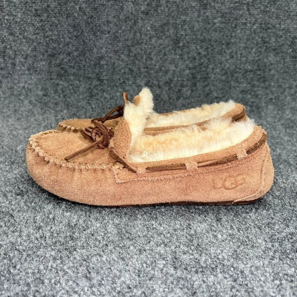 UGG Dakota Slippers Girl's 3 Chestnut Suede Shearling‎ Lined Cozy Slip On Shoes